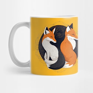 two foxes yin yang simbols Mug